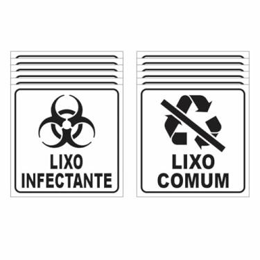 Imagem de Adesivo p Lixeira - Kit 6 Lixo Infectante + 6 Lixo Comum - 12x12cm - Coleta Seletiva
