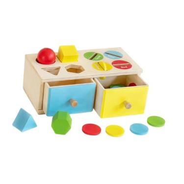 Imagem de Dynwave Blocos de classificação de brinquedos de brinquedos de brinquedos de formato de cor de madeira de cor de madeira para crianças de correspondência de