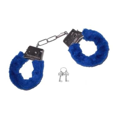 Imagem de Algemas de Metal com Pelúcia Azul