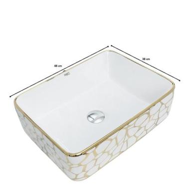 Imagem de Cuba De Louça Cerâmica Apoio Banheiro Pia Dourada 48X38 Cm - Smart Nor