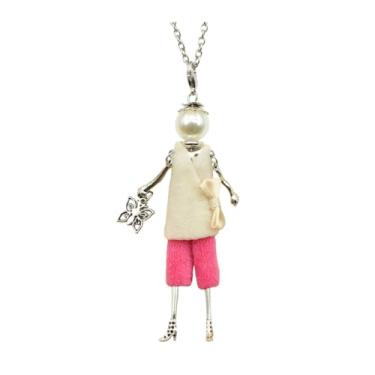 Imagem de OSCCI Colar de boneca de cristal Paris para mulheres, vestido bonito feito à mão com pingente de corrente longa, bijuteria de formatura, Metal, Sem Pedra Preciosa