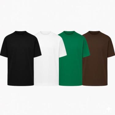 Imagem de Kit 4 Camiseta Oversized Masculina Street Basic Camisa Lisa T-shirt Di