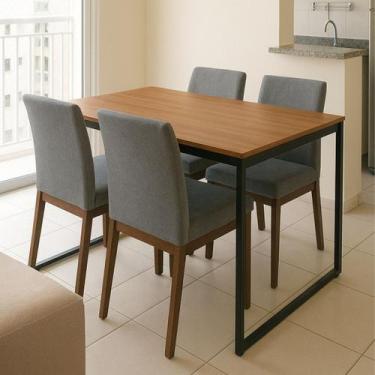 Imagem de Mesa de Jantar 4 Lugares 120x80 com Design Industrial  Ideal para Apar