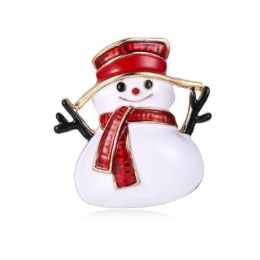 Imagem de Broche de boneco de neve de inverno para mulheres dourado vermelho branco esmaltado broches de lapela para chapéu bolsa terno cachecol bonito Natal feriado festival vestido acessórios joias