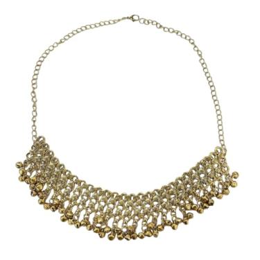 Imagem de Gargantilha indiana Jinglie Bells com contas e borla para mulheres, étnica, tribal, ajustável, boêmio, sons ciganos, pingente de sino, babador de colarinho largo, vintage, verão, praia, moda bollywood