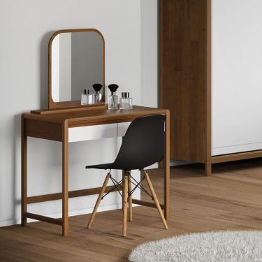 Imagem de Penteadeira 2 Gavetas Madeira Maciça Modena Amêndoa/Branco