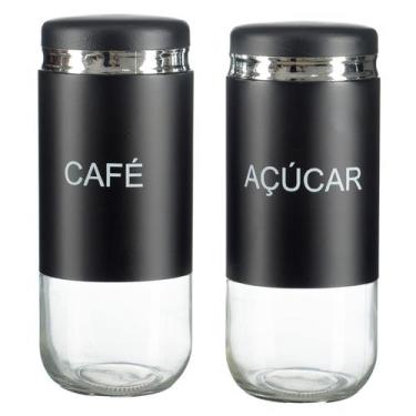 Imagem de Conjunto 2 Potes Café E Açúcar Decora Cozinha Recepção Vidro - PGB, Pr