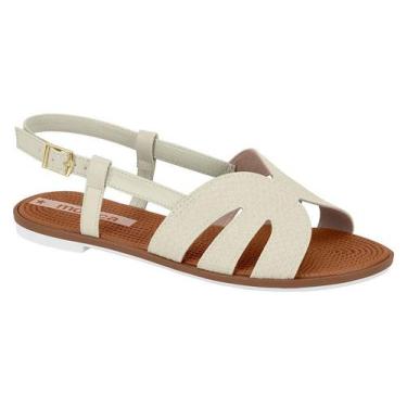 Imagem de Sandália Rasteira Moleca Feminina Com Fivela Ajustáve Branco Off, Bran