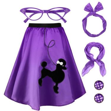 Imagem de Traje Hicarer, roupa feminina dos anos 50, saia poodle, sock hop