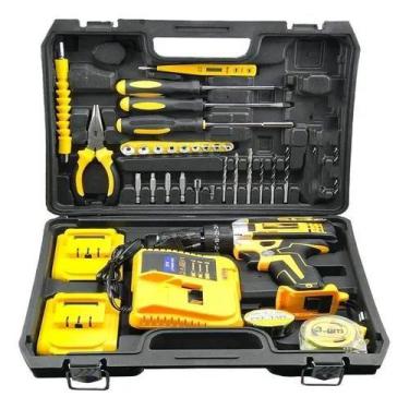 Imagem de Parafusadeira Furadeira sem fio2 Baterias 24v Maleta Completa - HQ