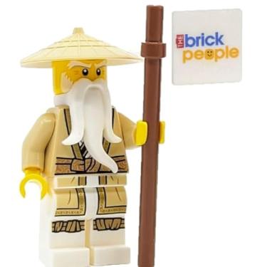 Imagem de LEGO Ninjago: Sensei Wu Minifigure with Tan Robes Battle Staff and Braided Ponytail