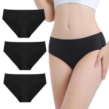 Imagem de VOXSHE Roupa íntima feminina para incontinência, à prova de vazamento, lavável, absorvente de 100 ml, calcinha feminina para incontinência para incontinência, vazamento, 3 peças, preta-M