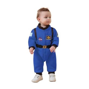 Imagem de LXKIKMM Macacão de fantasia de astronauta para meninos e bebês, cosplay, festa, Halloween, macacão, Azul, 3-6 Meses