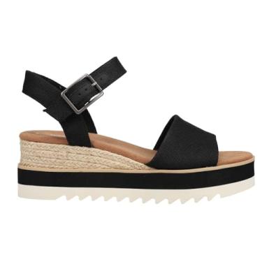 Imagem de TOMS Sandália feminina Diana Mule Wedge confortável com entressola acolchoada e salto cunha para uso diário e noite, Lona preta, 34