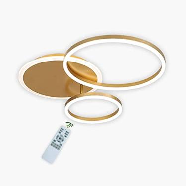 Imagem de Luminária de teto LED, lustre dourado moderno, lâmpada de teto redonda de 54 W 3000 K-6000 K regulável com controle remoto Iluminação de teto para sala de estar Sala de jantar Quarto Cozinha