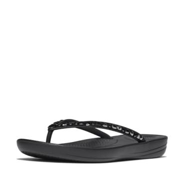 Imagem de FitFlop Chinelos femininos ergonômicos Iqushion multicristal, Todo preto, 41