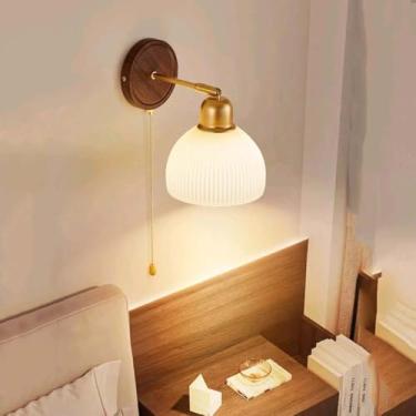 Imagem de Luminária de parede de vidro E27 ajustável com interruptor, luminária de parede interna, vintage, giratória, dourada, abajur retrô, industrial, de vidro, e base de metal, lâmpada de leitura