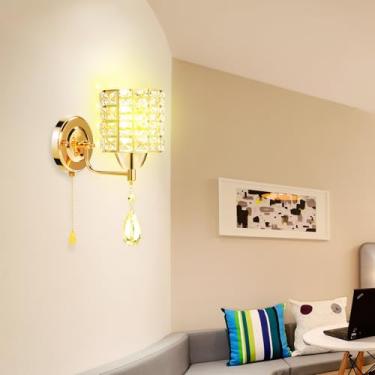 Imagem de ZJchao Arandelas de Cristal Modern Lights de Parede de Cabeceira Moderna Elegante Sala de Jantar Corredor Luminoso de Parede de Quarto Com Metal e Design de Cristal para Quarto de Estar (220V-240V)