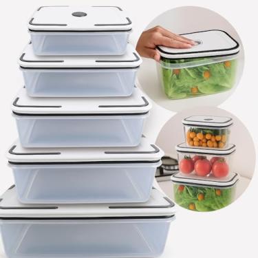 Imagem de Kit com 5 Potes Herméticos para Alimentos Mantém Comida Fresca por Mais Tempo, Ideal para Armazenamento de Cereais, Grãos, Farinha e Temperos, Tampa Vedada, Livre de BPA