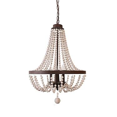 Imagem de Luminária pendente de 4 luzes Luminária suspensa de fazenda Lustre de contas de madeira Acabamento ajustável em altura Iluminação pendente Boho (preto) luminária pendente luminária pendente