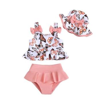 Imagem de Roupa de banho para bebês Mioglrie Girl de 3 a 6 meses com biquíni e c