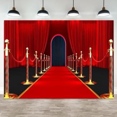 Imagem de ASDCXZ Tapete vermelho de 4,6 x 3 m, cortina vermelha, fundo de fotografia VIP, arco, porta, filme, atividade, passarelas, faixa de palco, decorações de banner, chá de bebê, festas de aniversário