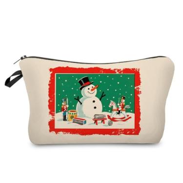 Imagem de Livel lhood Quebra-nozes boneco de neve bolsa organizadora pequena com zíper bolsa vintage quebra-nozes boneco de neve bolsa cosmética presente de aniversário de Natal para mulheres amigas