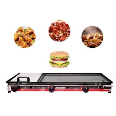 Imagem de Chapa De Lanche Hotdog Hambúrguer Com Prensa 30x90 Á Gás PREMIUM - MET