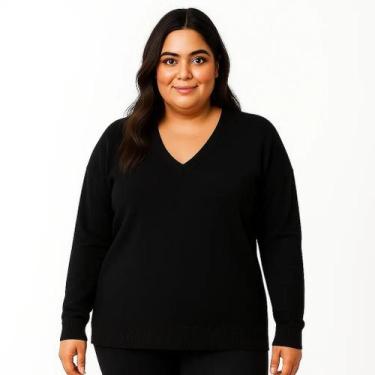 Imagem de Blusa Tricot Modal Plus Size Feminina Leve Quente - Feminine Concept, 