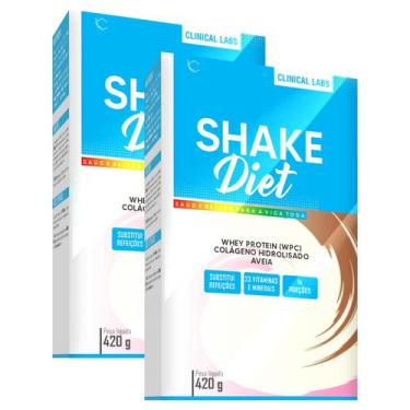 Imagem de Kit 2 Unidades Shake Diet 420g  Clinical Labs  Whey Protein com Coláge