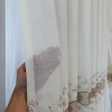 Imagem de Cortina Sofisticada De Voil Linho Bordado Guipir SEM FORRO 4,00x2,60 -