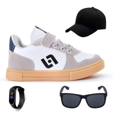 Imagem de Kit Tenis Infantil Street Light Bone Oculos e Relogio Casual Meninos, 
