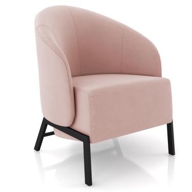 Imagem de Poltrona Decorativa Para Sala Living Pés Industrial Sierra K01 Veludo Rosê - Lyam Decor