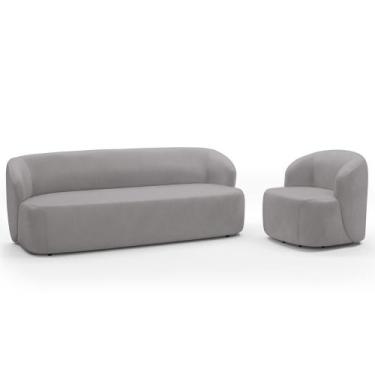 Imagem de Sofá 2 Lugares 170cm Com Poltrona Giratória Orgânica Heidy F04 Veludo 