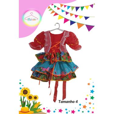 Imagem de Vestido Junino infantil colorido (Tam. 4)