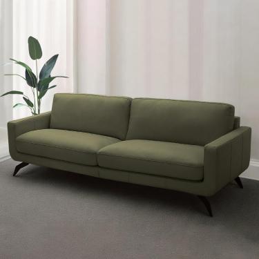 Imagem de Sofá Decorativo Thalia 3 Lugares Sala de estar 240cm Pés em Aço Couro Fendi G88 - Gran Belo