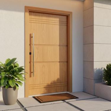 Imagem de Kit Porta de Madeira Pivotante 210x140cm Batente 14cm Fechadura 803 Ro