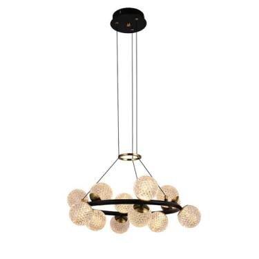 Imagem de PENDENTE SPIRIT DOURADO/PRETO E TRANSPARENTE (D)60CM (A)15CM 12X3W 3000K 2160LM LED