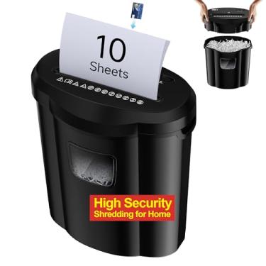 Imagem de KRT - Triturador de papel elétrico para uso doméstico, 10 folhas, corte cruzado, 5 galões, trituração de documentos, cartões de crédito e grampos, bloqueio de segurança e à prova de engarrafamentos,