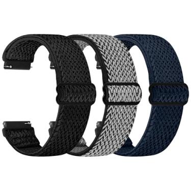 Imagem de TumpCez Pulseira de relógio Solo Loop – Escolha de largura -18 mm, 19 mm, 20 mm, 22 mm, pulseira de reposição de nylon elástico ajustável de liberação rápida para homens e mulheres