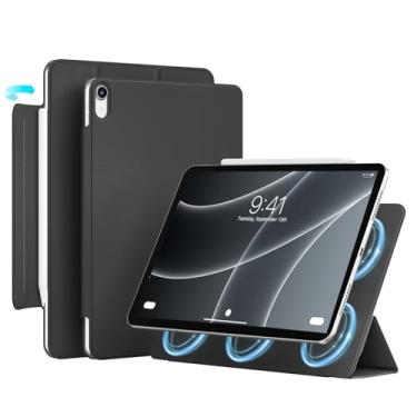 Imagem de GKABXY Capa para iPad Air 11 polegadas M2 (2024), iPad Air 6ª/5ª/4ª geração (2024/2022/2020), acessório magnético potente, capa fina com suporte de três dobras, suporta Pencil Pro e Pencil (USB-C