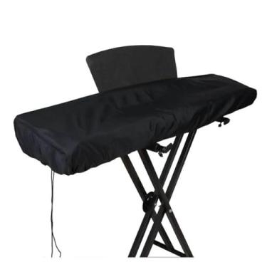 Imagem de Zhjvihx Capa de Piano Antipoeira, Capa de Piano Elástica Preta para 88 Teclas