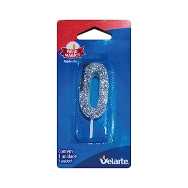 Imagem de Vela De Aniversário Numero C/Gliter Prateado 0