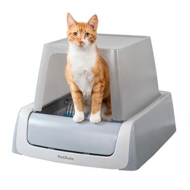 Imagem de PetSafe Caixa de areia para gatos ScoopFree Complete Plus autolimpante com capô de entrada superior – nunca mais colher areia – Mãos livres com bandeja de cristal descartável incluída – menos rastreamento, melhor controle de odor