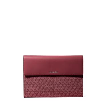 Imagem de Michael Kors Capa para laptop Jet Set, ferragens prateadas/tonal MK Signature Coated Twill/Oxblood