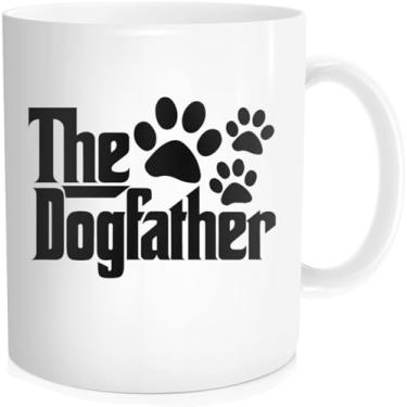 Imagem de Waldeal Caneca de café Dogfather para homens, presentes de pai de cachorro para papai avô, xícara de café engraçada com pata de cachorro para amantes de cães