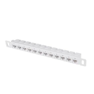 Imagem de GeeekPi Patch Panel de 12 portas, painel de remendo de rede CAT6 de 25,4 cm 0,5U para rack DeskPi RackMate T1/T0/T2 e rack de servidor/gabinete de rede de 25,4 cm (branco)