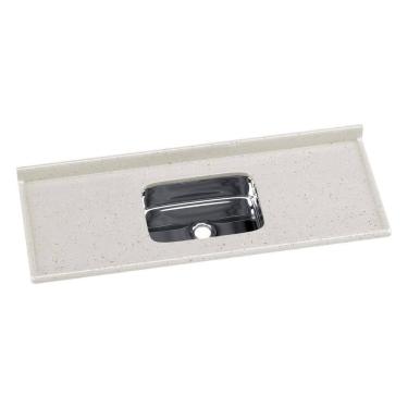 Imagem de Pia De Cozinha Mármore Sintético 140x55cm Com Cuba Aço Inox Multimóveis CR20473 Travertino