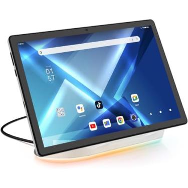 Imagem de Tablet Android atualizado 2025 de 10,1 polegadas com tela sensível ao toque IPS HD, câmera dupla, armazenamento de 64 GB, expansão de 1 TB, kit de tablets 8 em 1 com teclado, capa protetora, mouse