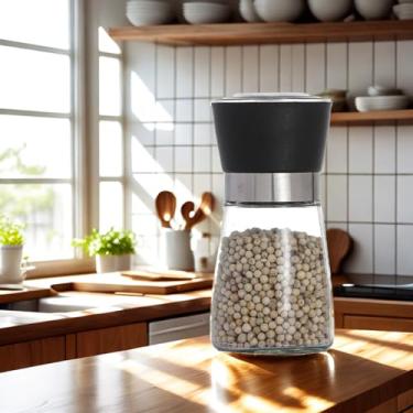 Imagem de Moedor de pimenta manual, moedor de pimenta manual, portátil, café, saleiro, vidro, moedor de pimenta, indicador fácil de limpar (1 peça)